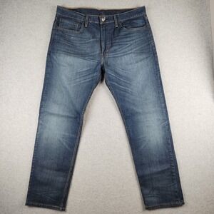 Levi's 502 Jeans Men's Tapered Fit Stretch 38x31 Actual Blue Dark Wash Denim